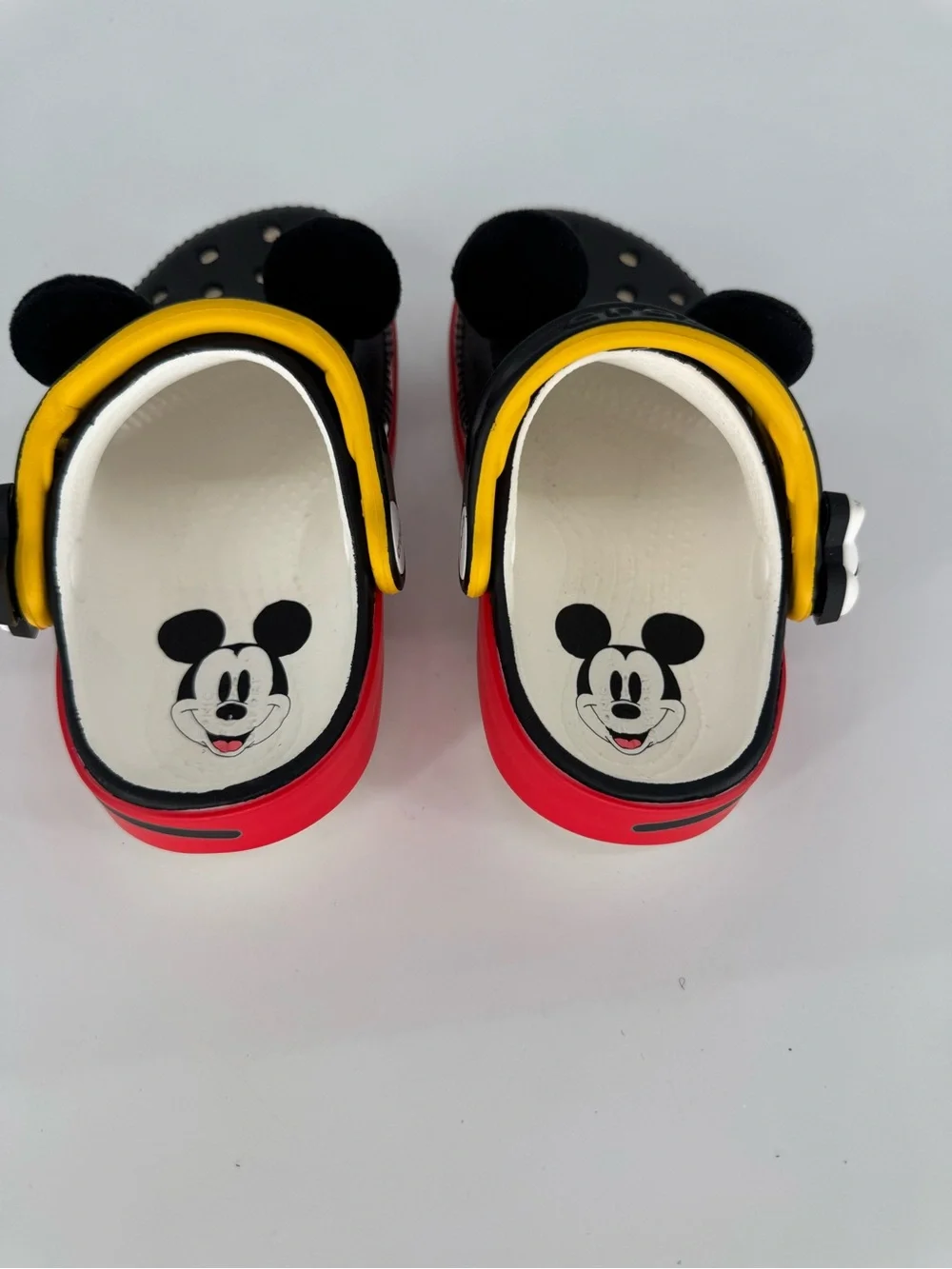 CROCS Kids Black with Yellow & Red Mickey Ear Clogs Unisex Size 7